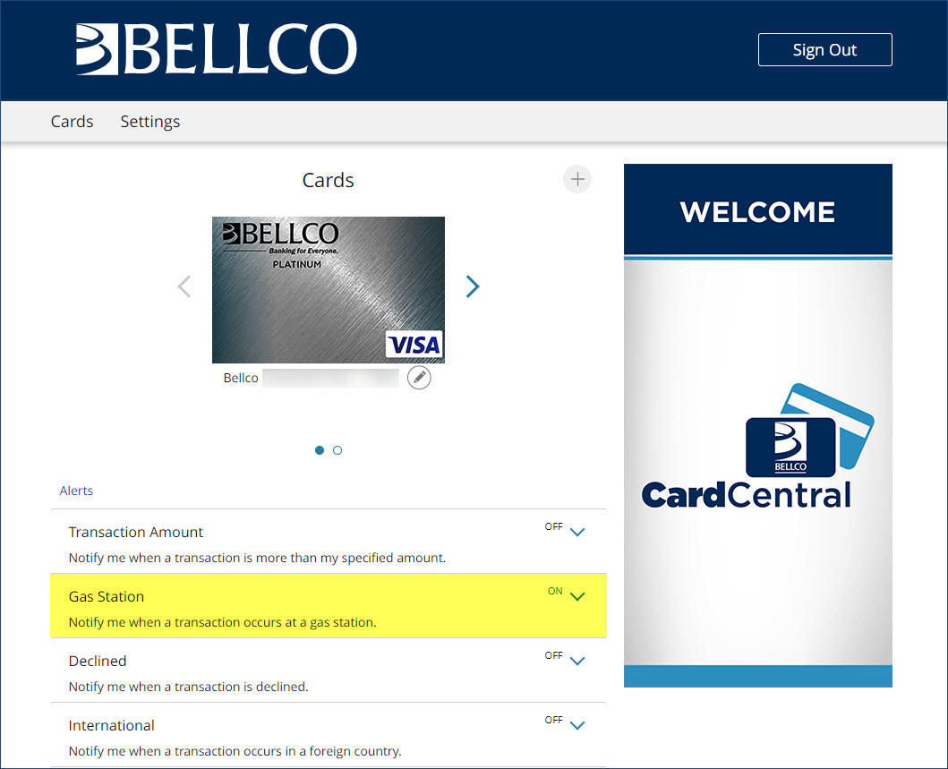 CardCentral Update Bellco Credit Union