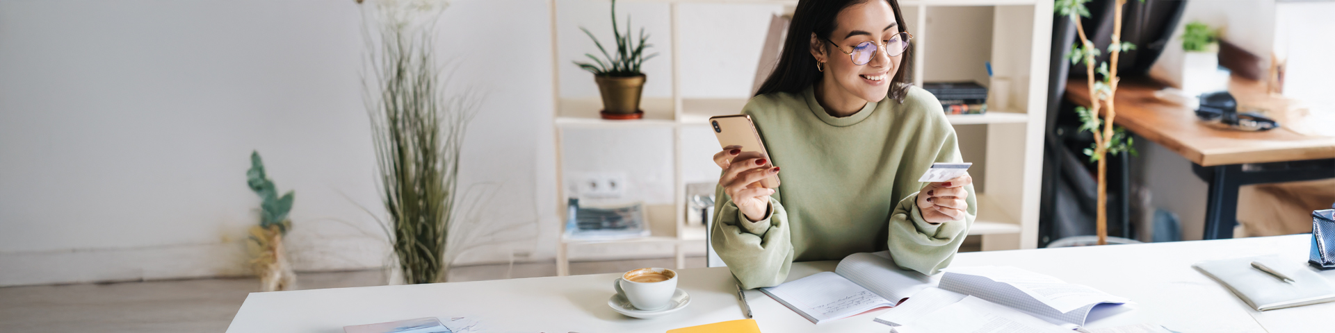 Woman checking her credit score on laptop